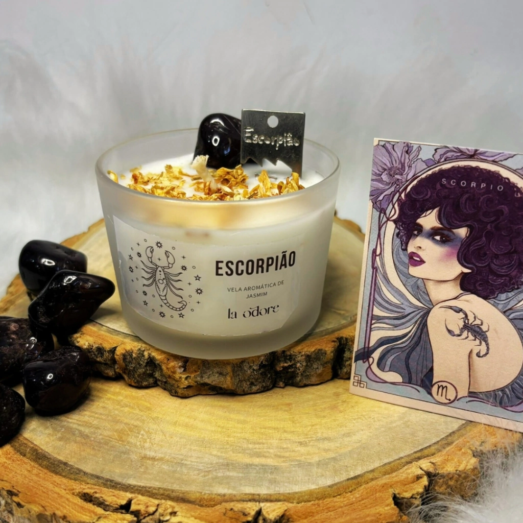 Vela Signo Escorpião Aromática Com Cristal - La Odore