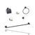 MOZART – SET BAÑO NIZA 6 PIEZAS NEGRO ZINC/ACERO INOX.