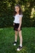 AUR0316 Short-saia preto com pregas e detalhe em vermelho - comprar online
