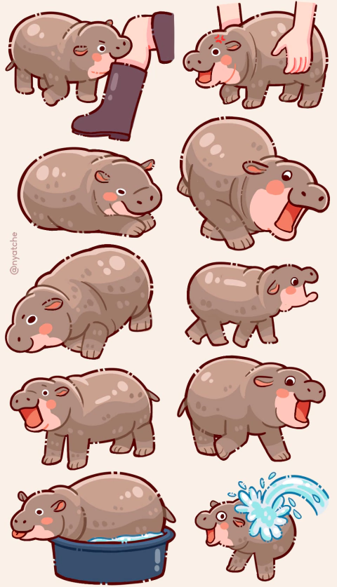 Cartela de Adesivos Memes Moodeng - comprar online