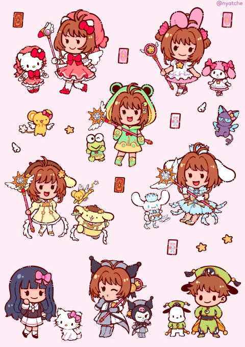Cartela de Adesivos Sakura x Sanrio