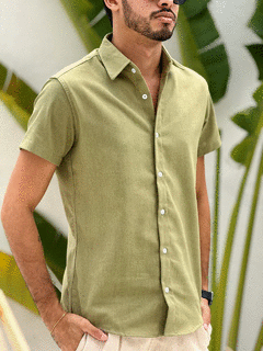 CAMISA LINHO MANGA CURTA VERDE CLARO - comprar online