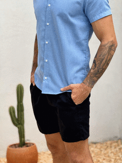 CAMISA LINHO MANGA CURTA AZUL CLARO na internet