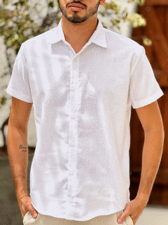 CAMISA LINHO MANGA CURTA BRANCA - comprar online