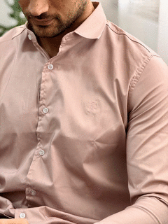 CAMISA SOCIAL MANGA LONGA ROSÊ - comprar online
