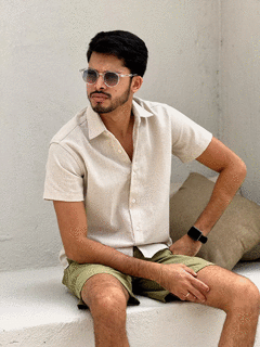 CAMISA LINHO MANGA CURTA NATURAL - comprar online