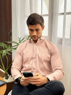 CAMISA SOCIAL MANGA LONGA ROSÊ - comprar online