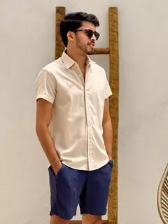 CAMISA LINHO MANGA CURTA BEGE - comprar online