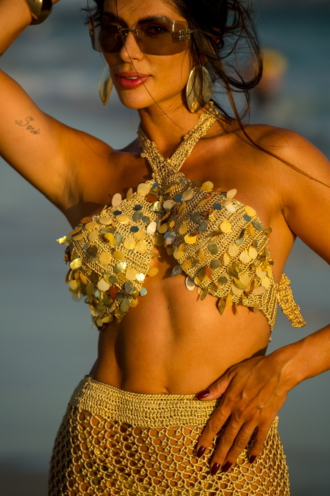 Top crochê Melanie gold