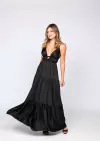 VESTIDO LONGO COM DECOTE ARIEL