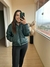 Jaqueta Puffer em couro Verde