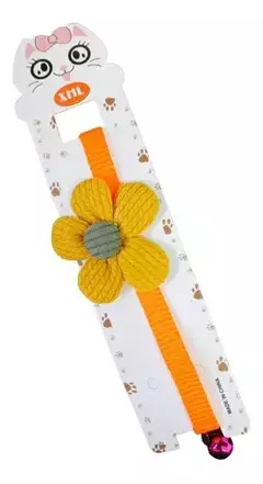 COLLAR GATO AJUSTABLE CON FLOR Y CASCABEL