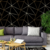 Papel De Parede Autoadesivo Geométrico Preto com Dourado 5Mx45Cm