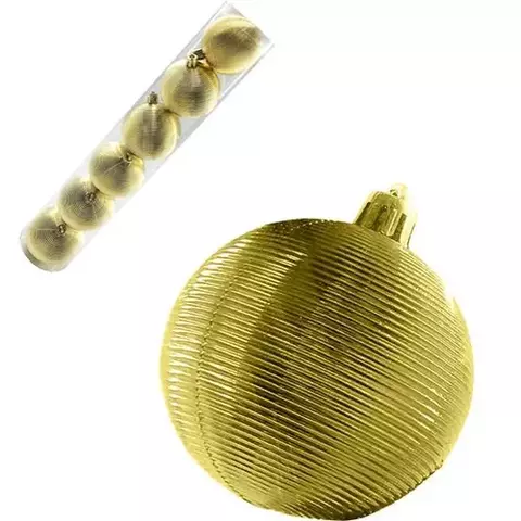 BOLA DE NATAL ESPIRAL DOURADA N6 6 PEÇAS - RIO MASTER