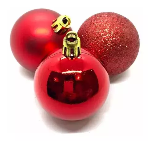 BOLA DE NATAL VERMELHA BRILHO/FOSCO/GLITTER N3 9 PEÇAS - FU XING