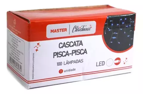 CASCATA PISCA-PISCA COM 100 LEDS BRANCO 127V 1,9M COM 8 FUNÇÕES - RIO MASTER