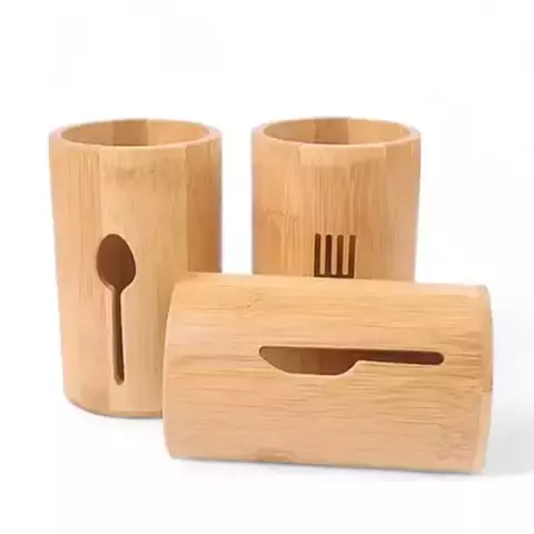 PORTA TALHERES DE BAMBU REDONDO 9CM - FU XING