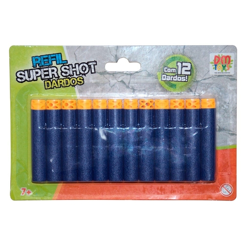 REFIL DE DARDOS SUPER SHOT COM 12 PEÇAS - DM TOYS
