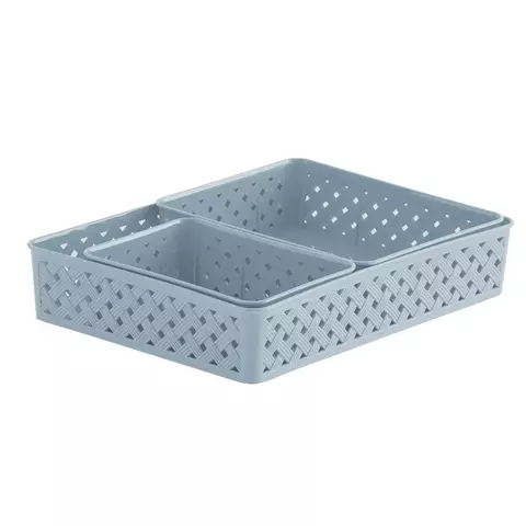 JOGO DE CESTAS ORGANIZADORAS RATTAN GREY COM 3 PEÇAS - PARAMOUNT
