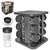 PORTA TEMPEROS DE VIDRO COM BASE GIRATÓRIA 12 POTES 85ML BLACK - BELOVIDRO na internet