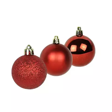 BOLA DE NATAL MISTA GLITTER/LISA/FOSCA VERMELHO 5CM 12 PEÇAS - RIO MASTER
