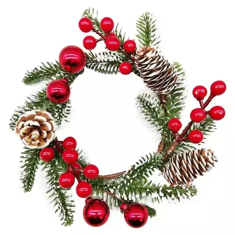 GUIRLANDA DE NATAL COM BOLAS/PINHAS/AZEVINHOS 24CM - RIO MASTER