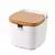 SALEIRO DE PORCELANA COM TAMPA DE BAMBU E COLHER 300ML - LYOR