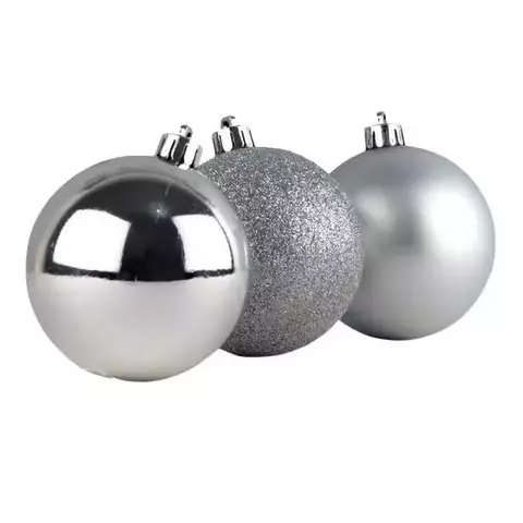 BOLA DE NATAL MISTA GLITTER/LISA/FOSCA PRATA 6CM 9 PEÇAS - RIO MASTER