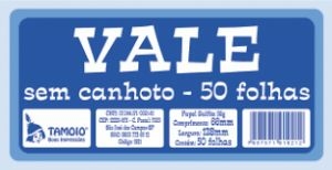 BLOCO DE VALE SEM CANHOTO COM 50 FOLHAS - TAMOIO