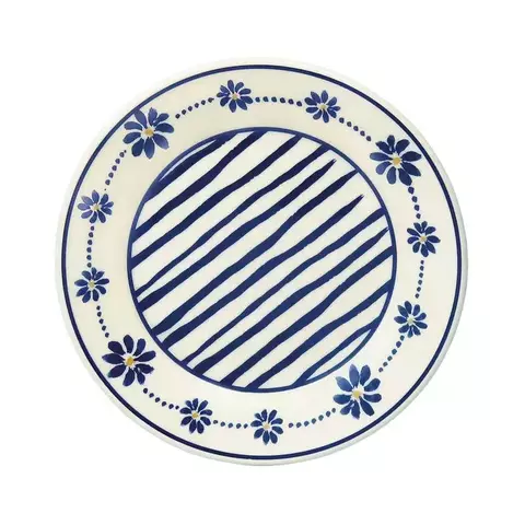 PRATO PARA SOBREMESA DE CERÂMICA DONNA MARGARIDAS 18CM - BIONA