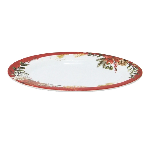 TRAVESSA DE MELAMINA OVAL FLORES/PINHA 22,5CM - FU XING