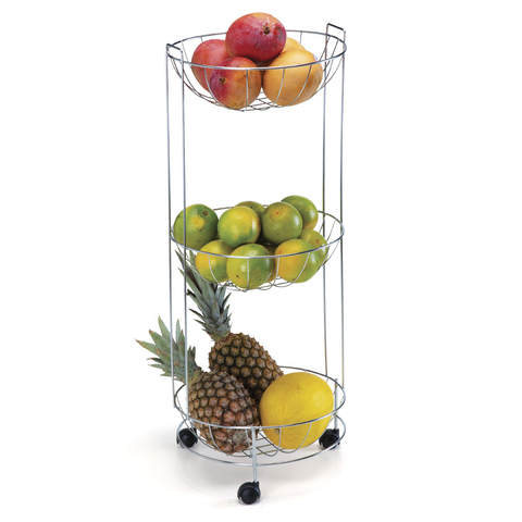 FRUTEIRA CROMADA TRIPLA REDONDA COM RODINHAS - LIDER ARAMADOS