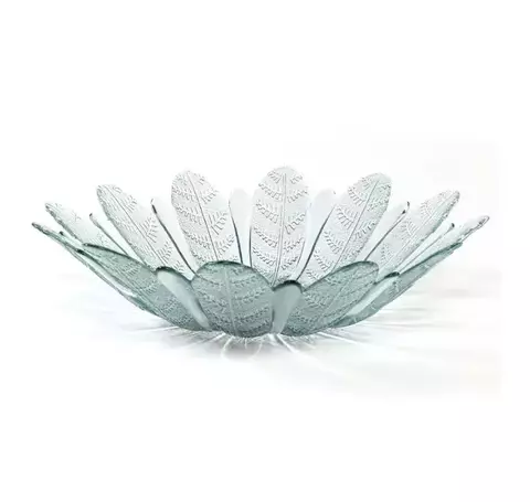 CENTRO DE MESA/FRUTEIRA DE VIDRO S/ PÉ FOLHAS 38CM - VITAZZA