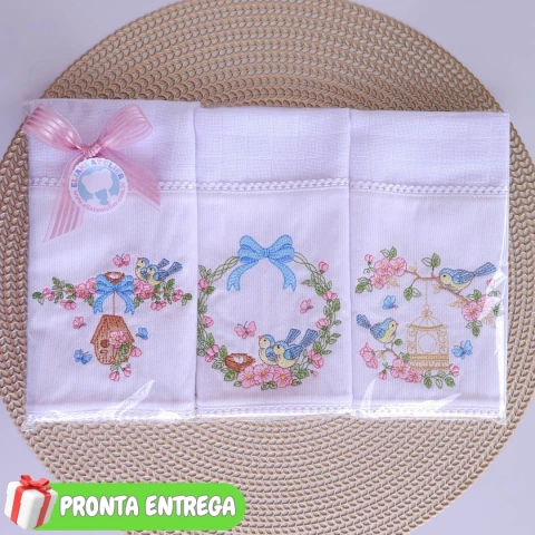 Kit 3 Fraldas de Boca - Pássaros & Flores - comprar online
