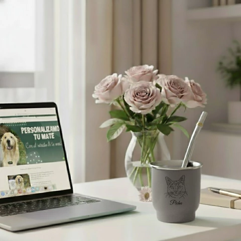 Mate Elvis + bombilla (gris) - comprar online