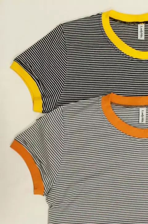Kit 2 camisetas femininas ringer listrada com super desconto