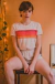 camiseta feminina ringer listras quentes