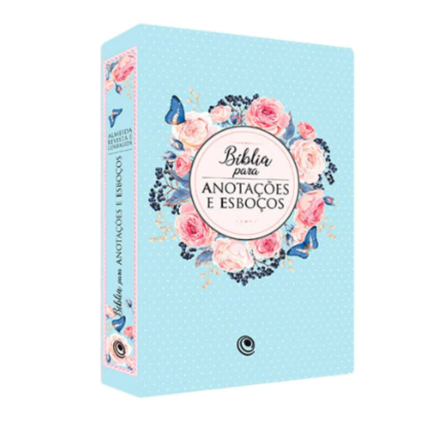 Bíblia Para Anotações e Esboços Azul Floral