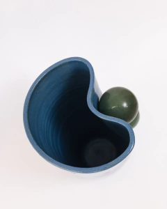 Vaso de Cerâmica Casulo - Azul/Verde - Cerâmica Carol Viana
