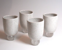 Copo de Cerâmica Casulo - Conjunto com 4 Copos - Branco/Cristal