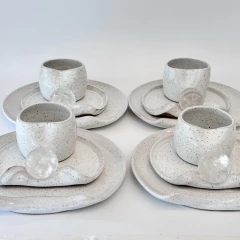 Conjunto de Cerâmica Casulo para Lanche 4 lugares - Branca/Cristal - comprar online