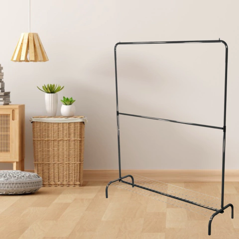 Arara Desfile c/ 2 Cabideiros e Sapateira 1,50m - Preta