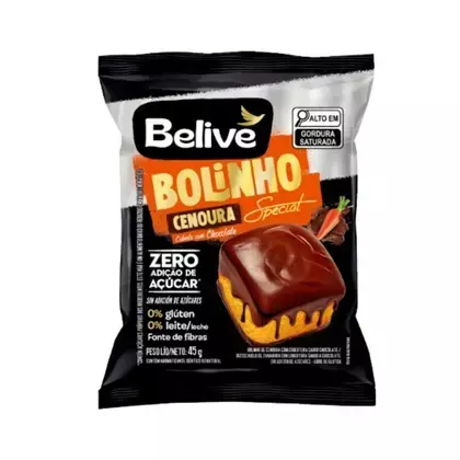 BELIVE BOLINHO DE CENOURA C/ COBERTURA DE CHOCOLATE 45G