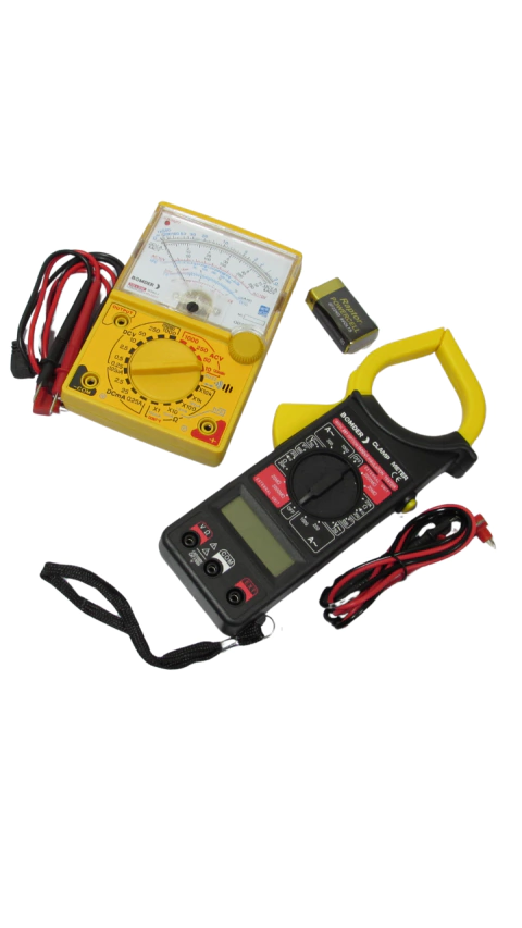 KIT - Multímetro Analógico Profissional Com Alerta Sonoro Bip + Alicate Amperímetro Digital Bom-6003