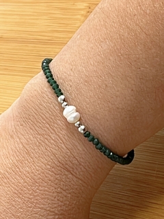 PULSEIRA CRISTAL COM PÉROLA DE ÁGUA DOCE EM AÇO INOX - comprar online
