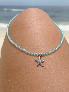 CHOKER CRISTAIS AZUL COM ESTRELA DO MAR EM AÇO INOX na internet