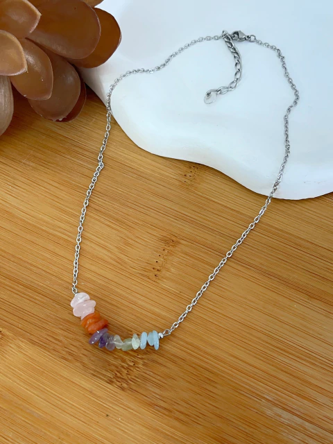 COLAR U CAMINHO DAS PEDRAS EM AÇO INOX