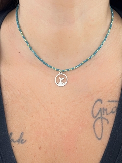 CHOKER CAUDA SEREIA CRISTAIS AZUL EM AÇO INOX - comprar online