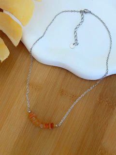 COLAR CASCALHOS U ÁGATA EM AÇO INOX - comprar online