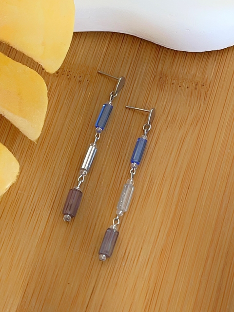 BRINCO MURANO AZUL EM AÇO INOX